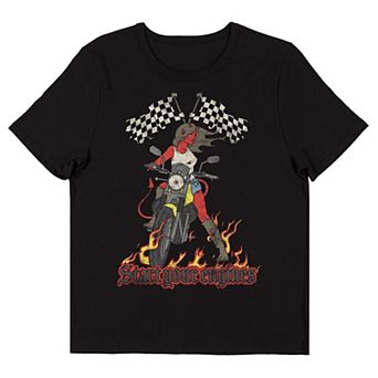 Juniors' Vintage Flame Motorcycle Graphic Tee