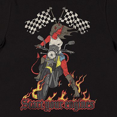 Juniors' Vintage Flame Motorcycle Graphic Tee