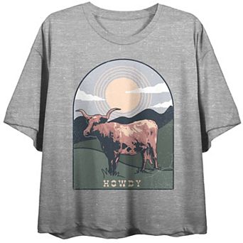 Juniors' Western Howdy Cow Graphic Tee