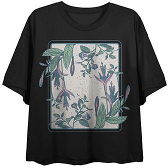 Juniors' Fuchsia Flower Graphic Tee