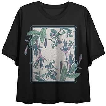 Juniors' Fuchsia Flower Graphic Tee
