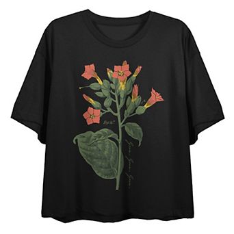 Juniors' Vintage Botanical Cigar Plant Graphic Tee
