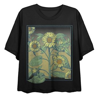 Juniors' Sunflower Frame Graphic Tee