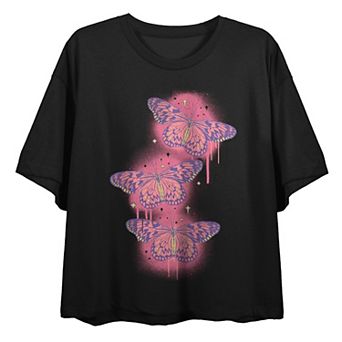 Juniors' Spray Paint Butterfly Graphic Tee