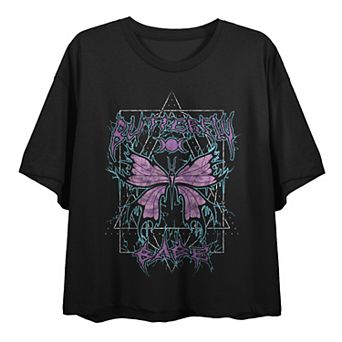 Juniors' Distressed Butterfly Graphic Tee