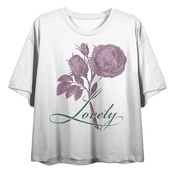 Juniors' Vintage Rose Lovely Graphic Tee