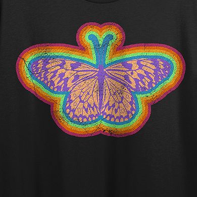 Juniors' Multicolored Butterfly Graphic Tee