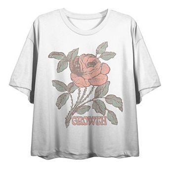 Juniors' Vintage Rose Growth Graphic Tee