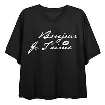 Juniors' Bonjour Je Taime Graphic Tee