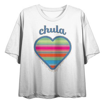 Juniors' Chula Mexican Woven Heart Graphic Tee