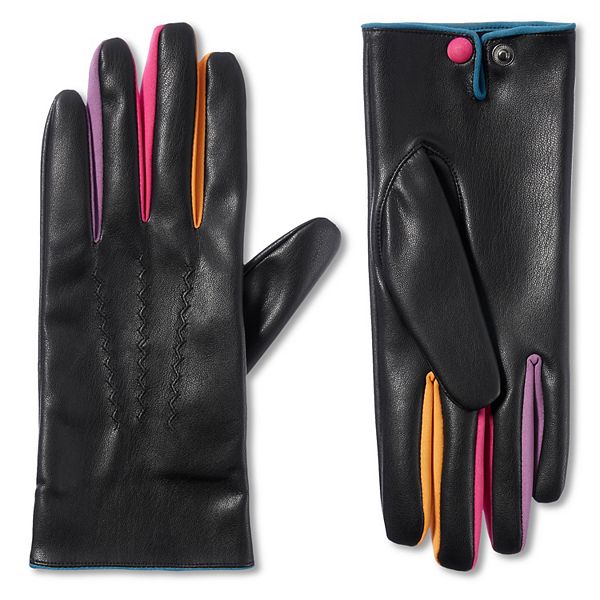 Women's isotoner Lined Recycled Poppy Faux Leather Touchscreen Gloves