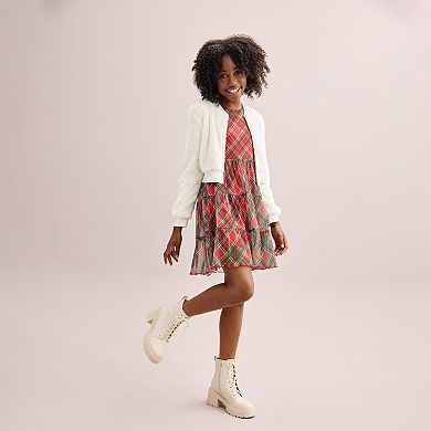 Girls 7-16 Knit Works Bomber Jacket & Tiered Dress Set in Regular & Plus Size