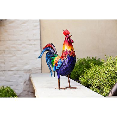 Evergreen Enterprises Colorful Rooster Metal Garden Statuary