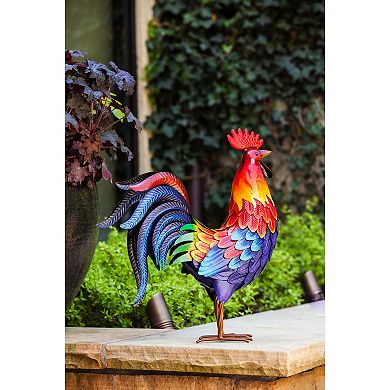 Evergreen Enterprises Colorful Rooster Metal Garden Statuary