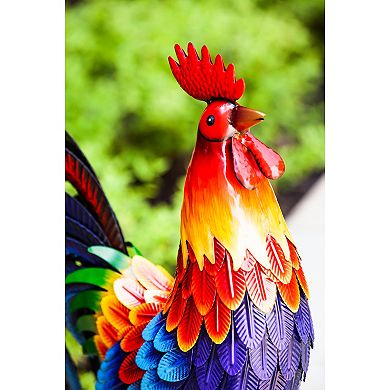 Evergreen Enterprises Colorful Rooster Metal Garden Statuary