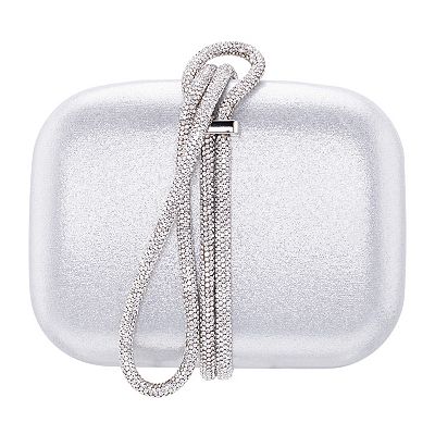 ★NlCK&NLCOLE★ CRYSTAL LEATHER BOSTON BAG_SILVER Silver Leather Small Crossbody Bag, Silver Evening Bag, Hand
