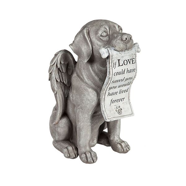 Evergreen Enterprises 14in. Angel Dog with Scroll Memorial Garden Statue