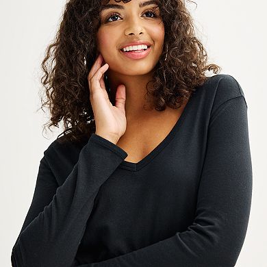 Juniors' SO® Long Sleeve V-neck Tee