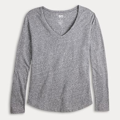 Juniors' SO® Long Sleeve V-neck Tee