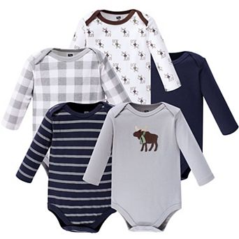 Infant Boy Cotton Long-Sleeve Bodysuits 5 pk
