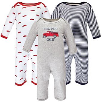 Hudson Baby Infant Boy Cotton Coveralls, Fire Truck, 0-3 Months