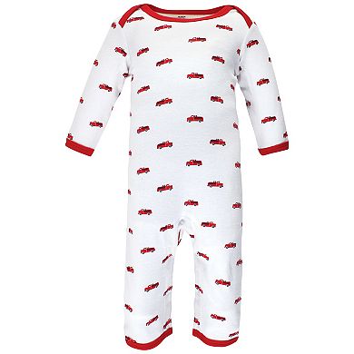 Hudson Baby Infant Boy Cotton Coveralls, Fire Truck