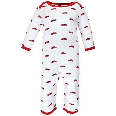 Hudson Baby Infant Boy Cotton Coveralls, Fire Truck, 0-3 Months