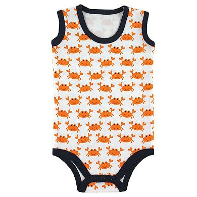 Luvable Friends Baby Boy Cotton Sleeveless Bodysuits 5pk, Crab, 3-6 Months