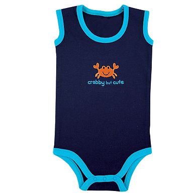 Luvable Friends Baby Boy Cotton Sleeveless Bodysuits 5pk, Crab, 3-6 Months