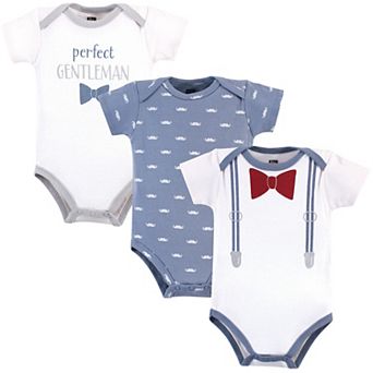 Hudson Baby Infant Boy Cotton Bodysuits 3 pk Little Mister Handsome