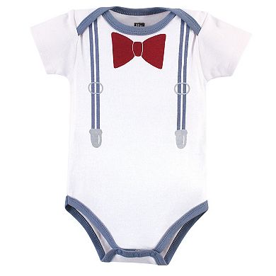 Hudson Baby Infant Boy Cotton Bodysuits 3pk, Little Mister Handsome