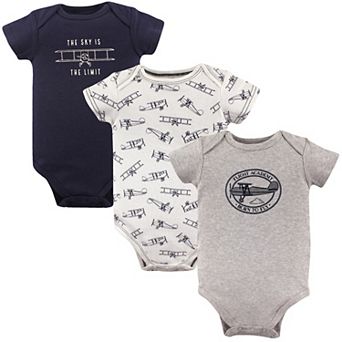 Hudson Baby Infant Boy Cotton Bodysuits 3 pk Aviation