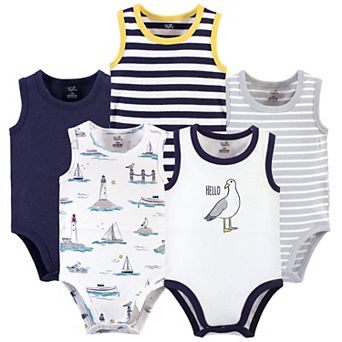 Touched by Nature Baby Boy Organic Cotton Bodysuits 5 pk Seagull