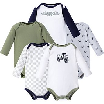 Hudson Baby Infant Boy Cotton Long-Sleeve Bodysuits 5 pk Dirt Bike