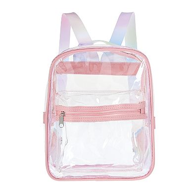 Clear Mini Backpack with Front Pocket and Tie Dye Straps, Transparent Backpack for Concerts, Sporting Events (9 x 5 x 11 In)