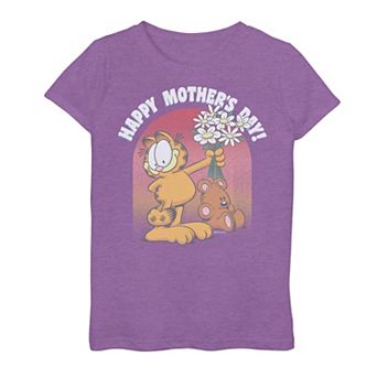 Girls 6-16 Garfield Mother's Day Teddy Bear & Daisies Graphic Tee