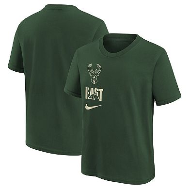 Youth Nike Hunter Green Milwaukee Bucks Vs Block Essential T-shirt