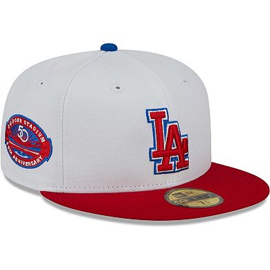 Men's New Era White/Red Los Angeles Dodgers Undervisor 59FIFTY Fitted Hat