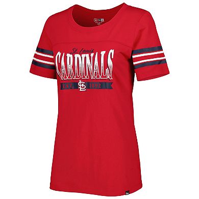 Women's New Era Red St. Louis Cardinals Team Stripe T-Shirt