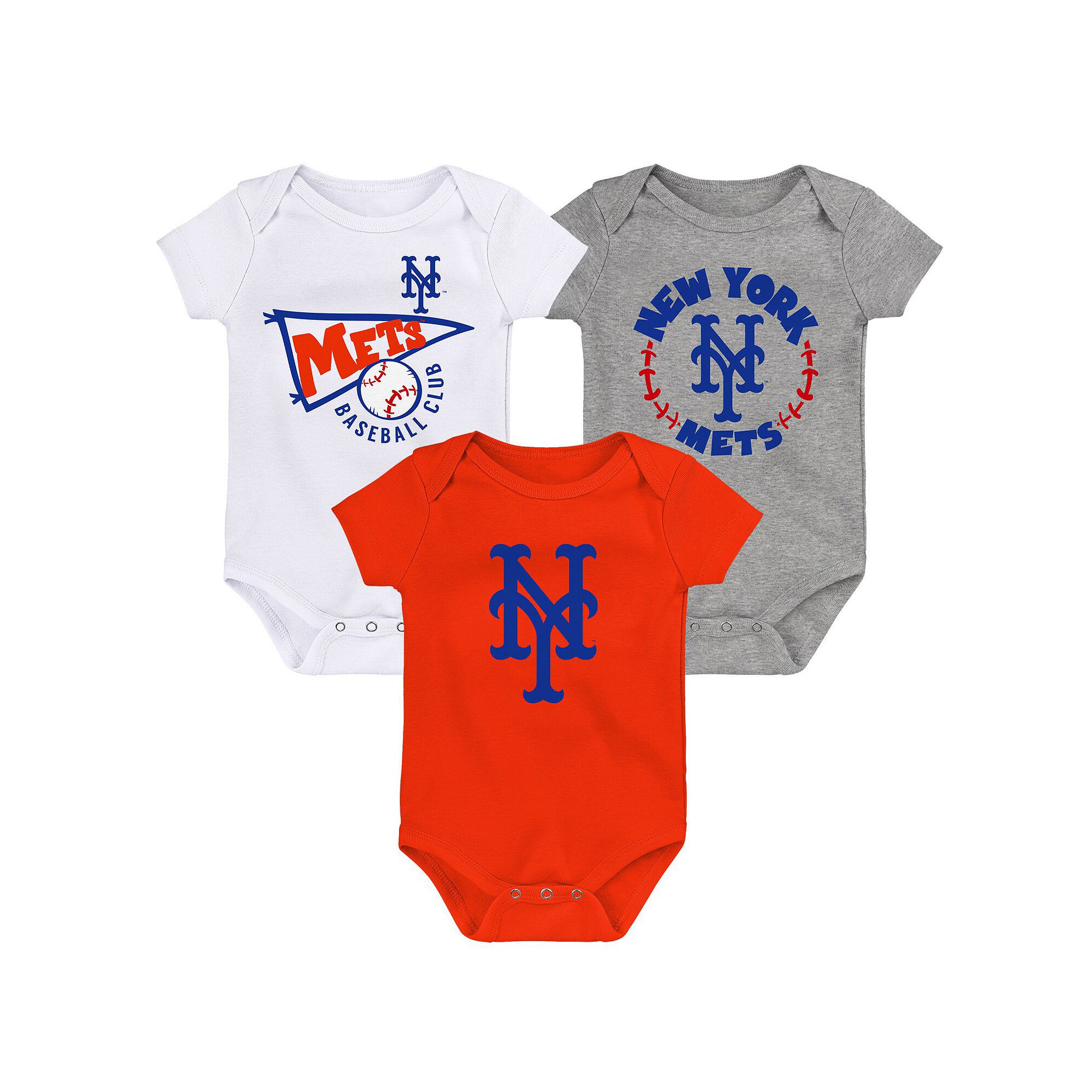 Infant Orange/White/Heather Gray New York Mets Biggest Little Fan 3-Pack Bo