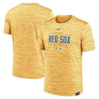 Men's Nike Gold Boston Red Sox City Connect Velocity Practice Performance T-Shirt