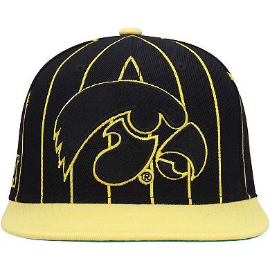 Men's Mitchell & Ness Black Iowa Hawkeyes Team Pinstripe Snapback Hat