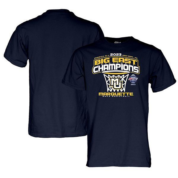 Blue 84 Navy Marquette Golden Eagles 2023 Big East Men's Basketball  Conference Tournament Champions Locker Room T-Shirt