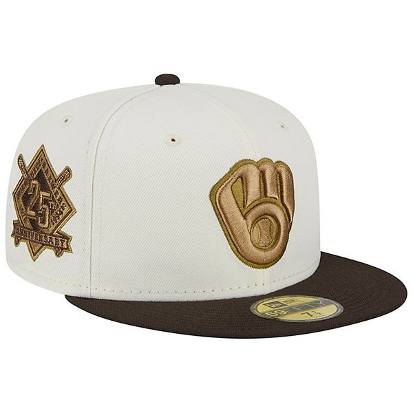 Men's New Era White/Brown Milwaukee Brewers 25th Team Anniversary ...