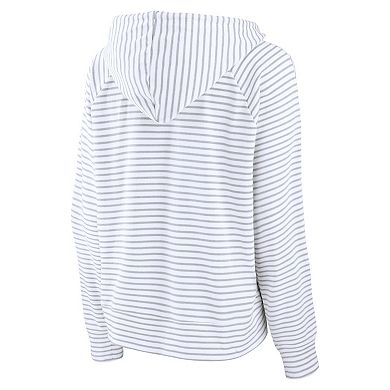 Women's Fanatics Branded White Oklahoma Sooners Striped Notch Neck Pullover Hoodie