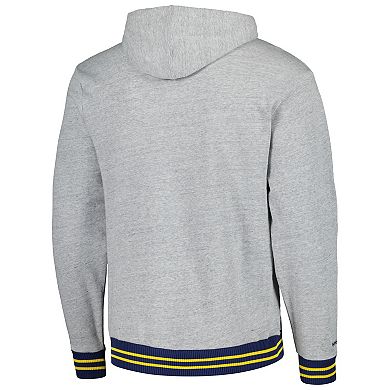 Men's Mitchell & Ness Heather Gray Michigan Wolverines Pullover Hoodie