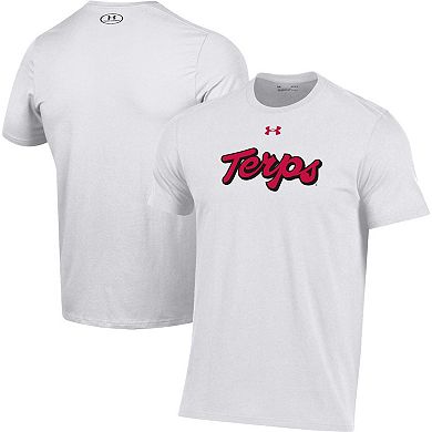 Men's Under Armour White Maryland Terrapins Script T-Shirt