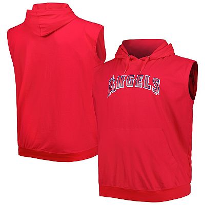 Men s Red Los Angeles Angels Jersey Pullover Muscle Hoodie