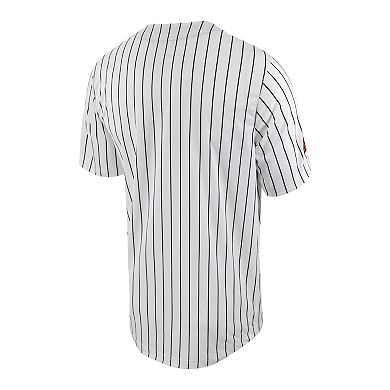 Men's Nike White/Black Oklahoma State Cowboys Pinstripe Replica Full-Button Baseball Jersey