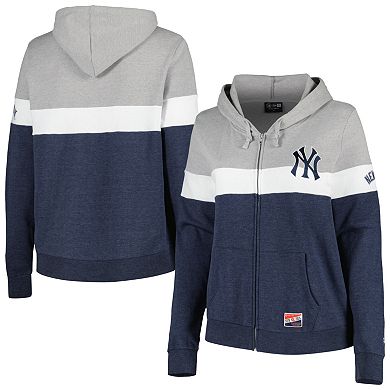 Women's New Era  Navy New York Yankees Plus Size Color-Block Full-Zip Hoodie